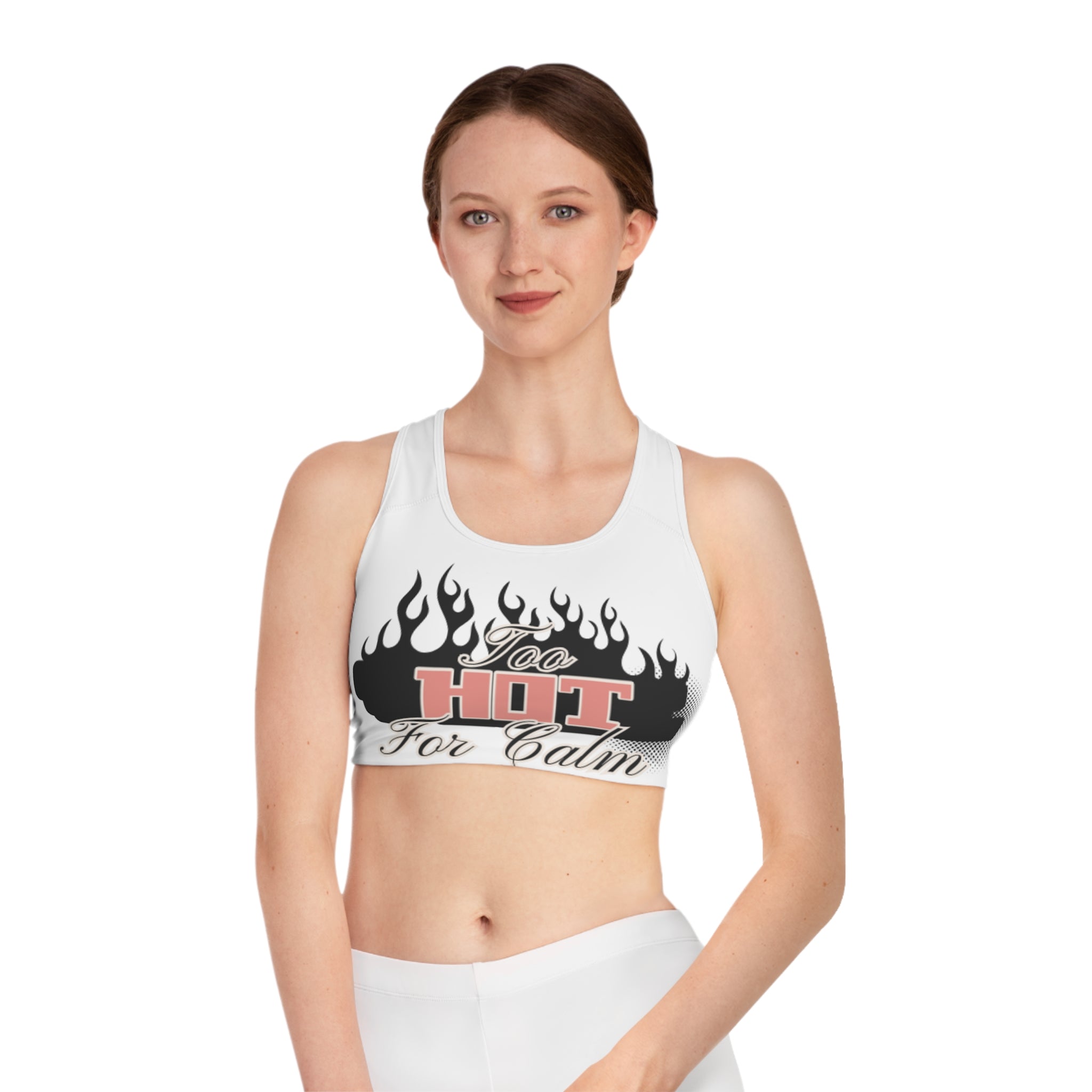 Sports Bra — "Too Hot For Calm" Flame Print Activewear