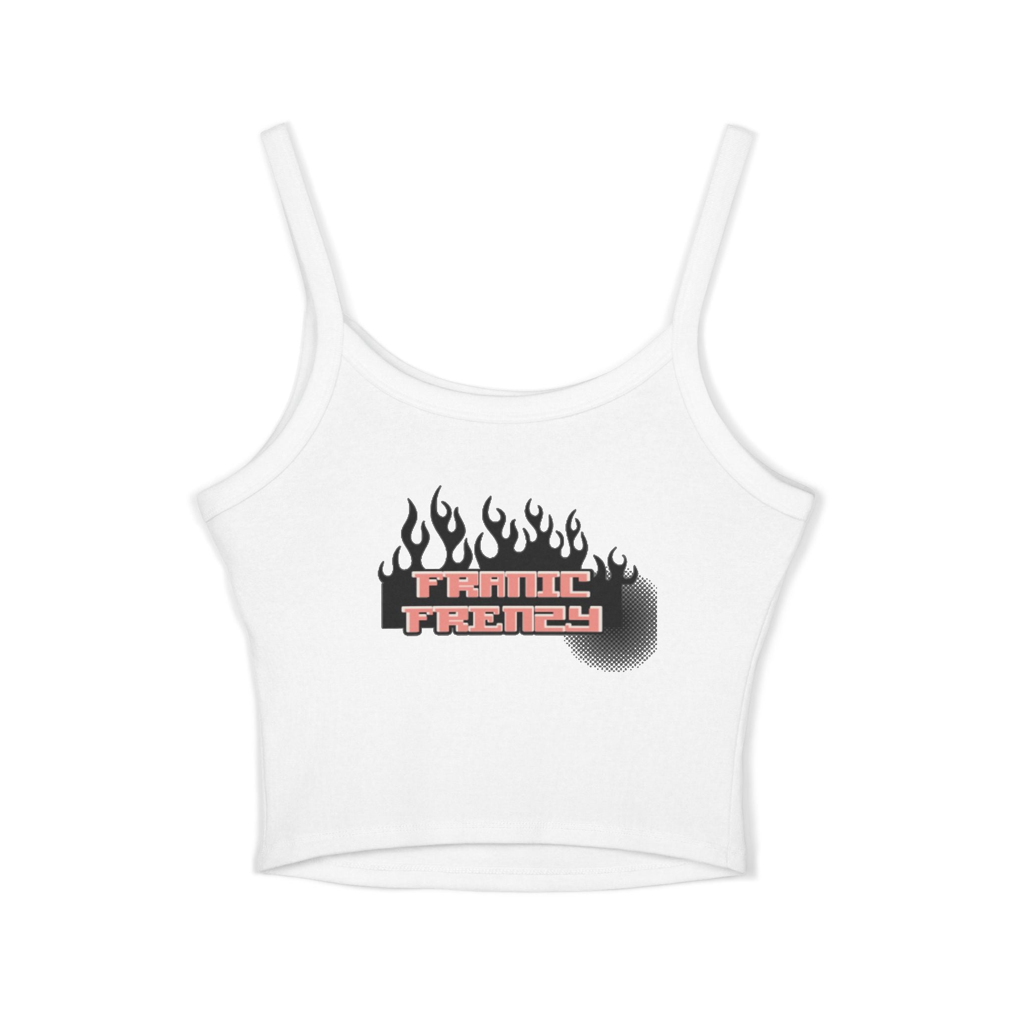 Spaghetti Tank Top — 'Too Hot For Calm' Retro Flames Graphic