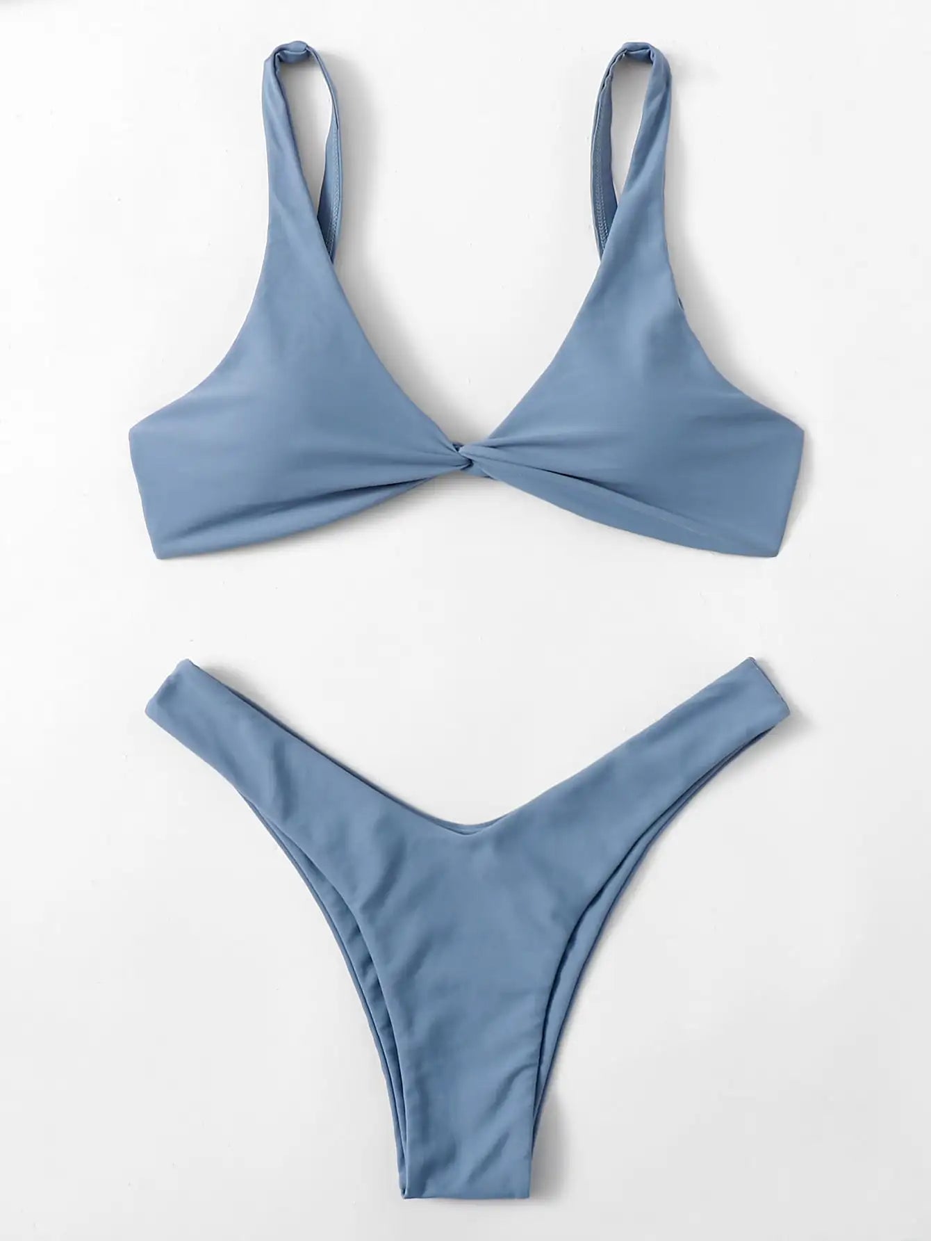 Solid Tie Push-Up Bikini Set – Brazilian Style Swimwear