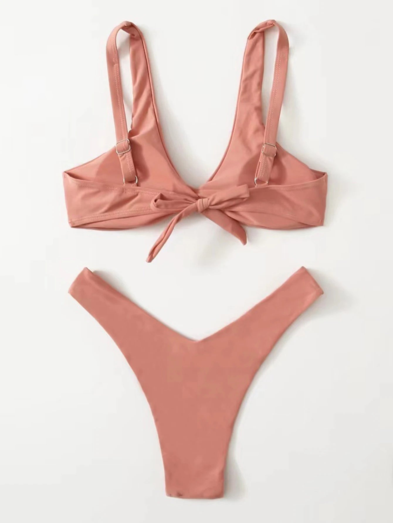 Solid Tie Push-Up Bikini Set – Brazilian Style Swimwear