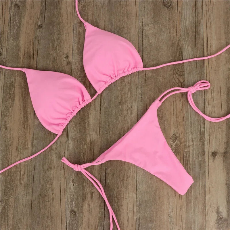 Sexy Push-Up Bikini Set – Women’s Solid Swimwear