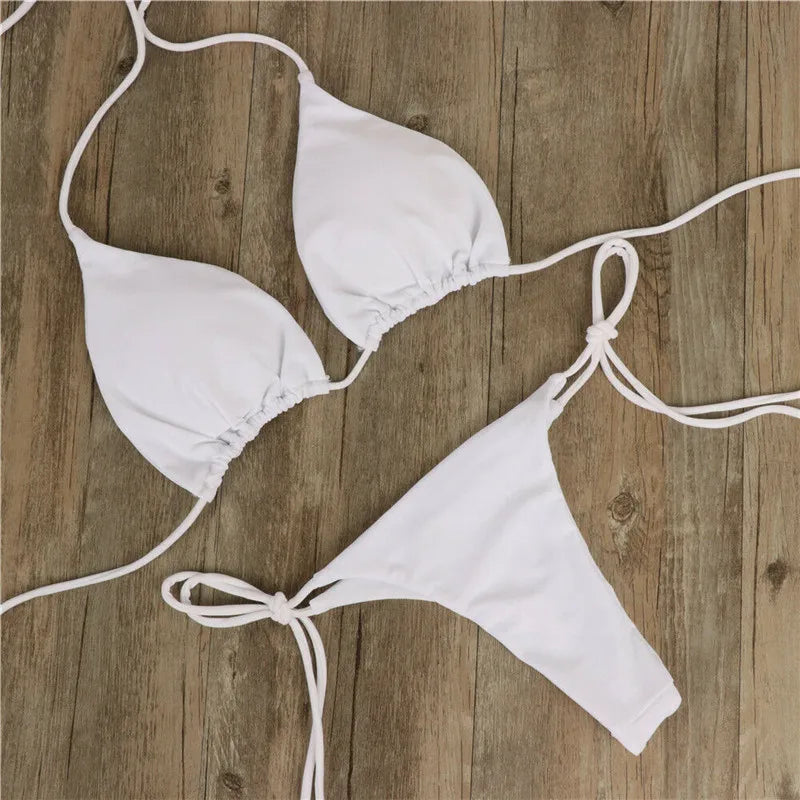 Sexy Push-Up Bikini Set – Women’s Solid Swimwear