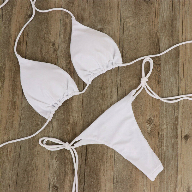 Sexy Push-Up Bikini Set – Women’s Solid Swimwear