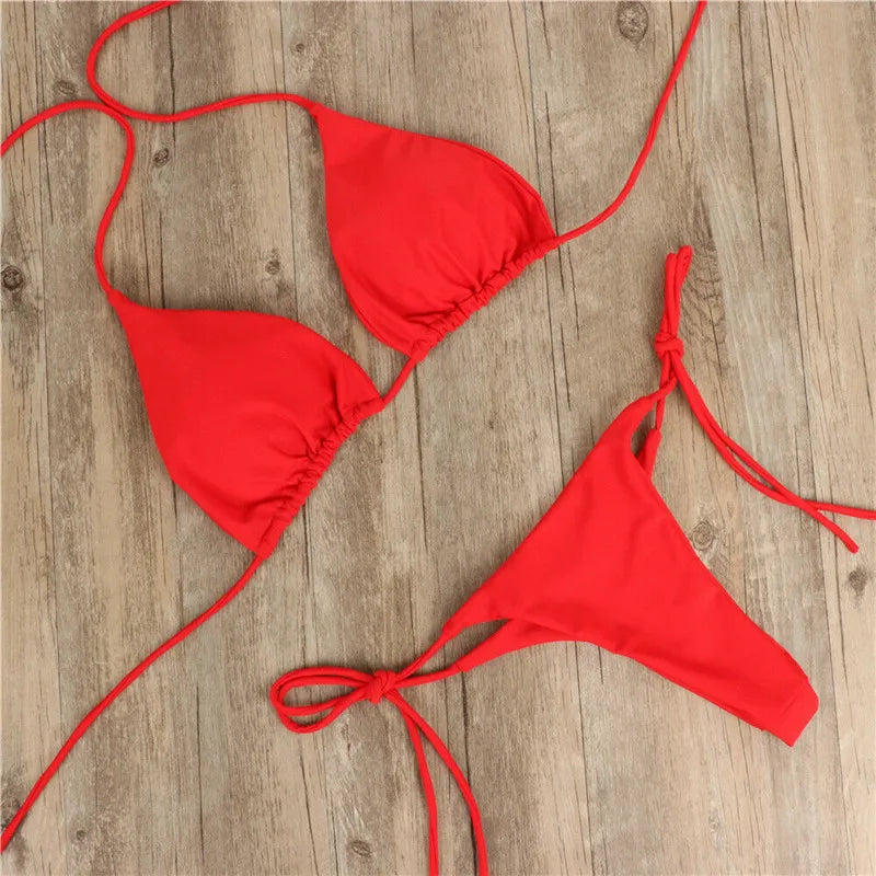 Sexy Push-Up Bikini Set – Women’s Solid Swimwear