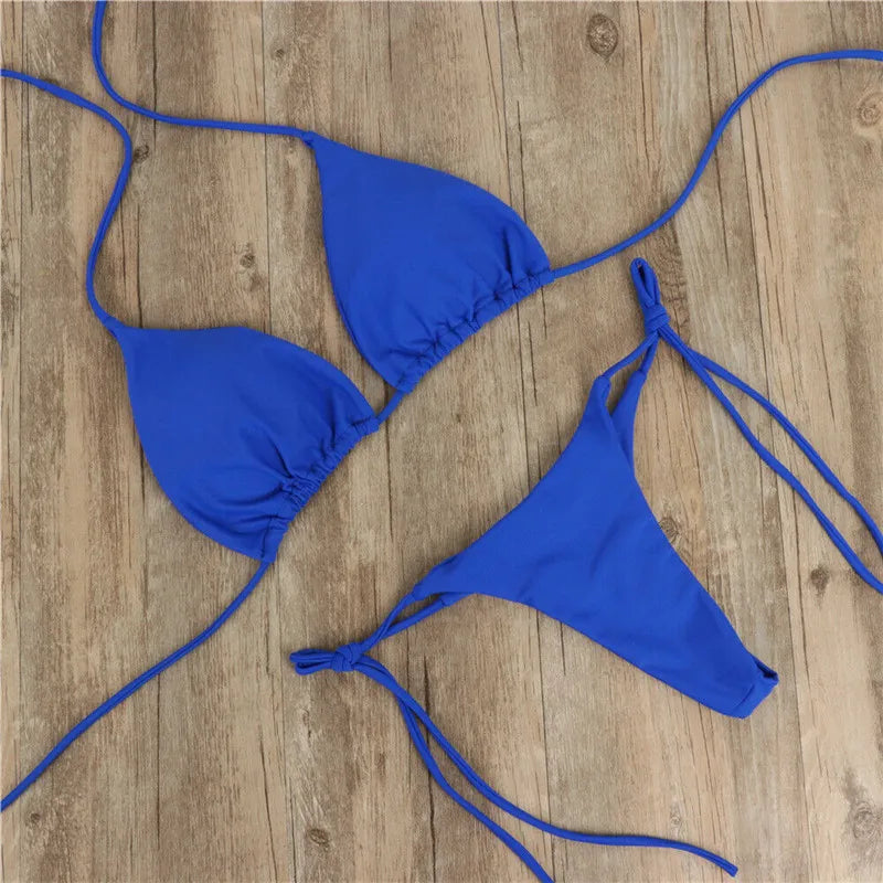 Sexy Push-Up Bikini Set – Women’s Solid Swimwear