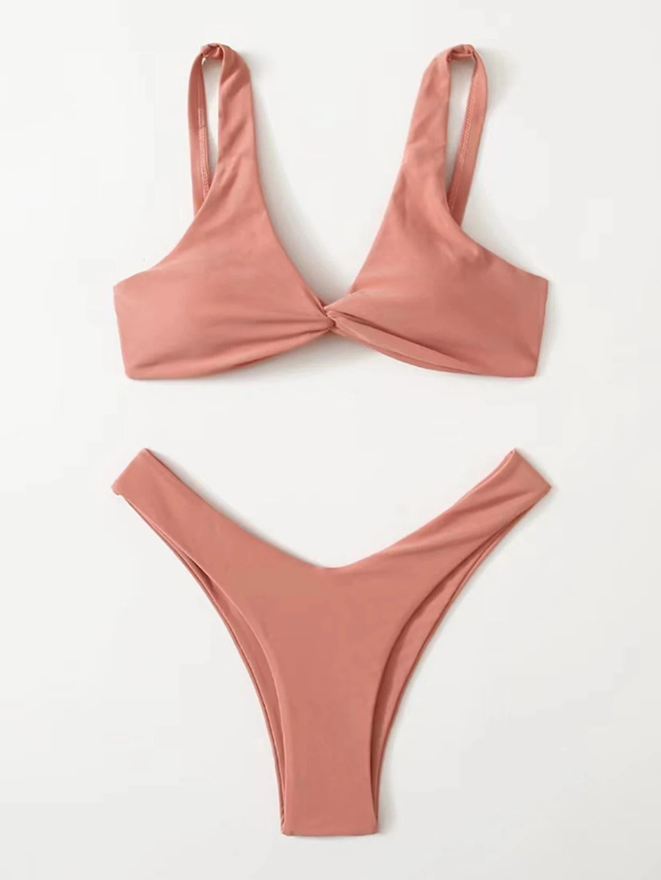Solid Tie Push-Up Bikini Set – Brazilian Style Swimwear