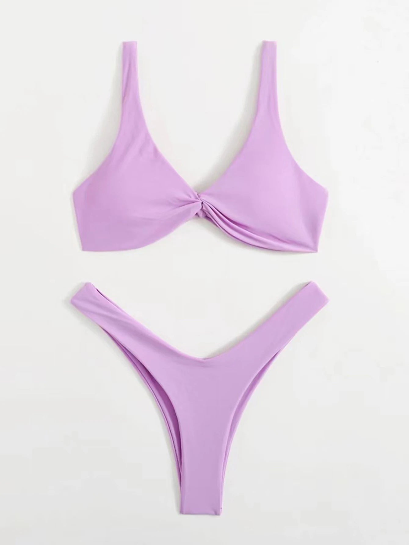 Solid Tie Push-Up Bikini Set – Brazilian Style Swimwear