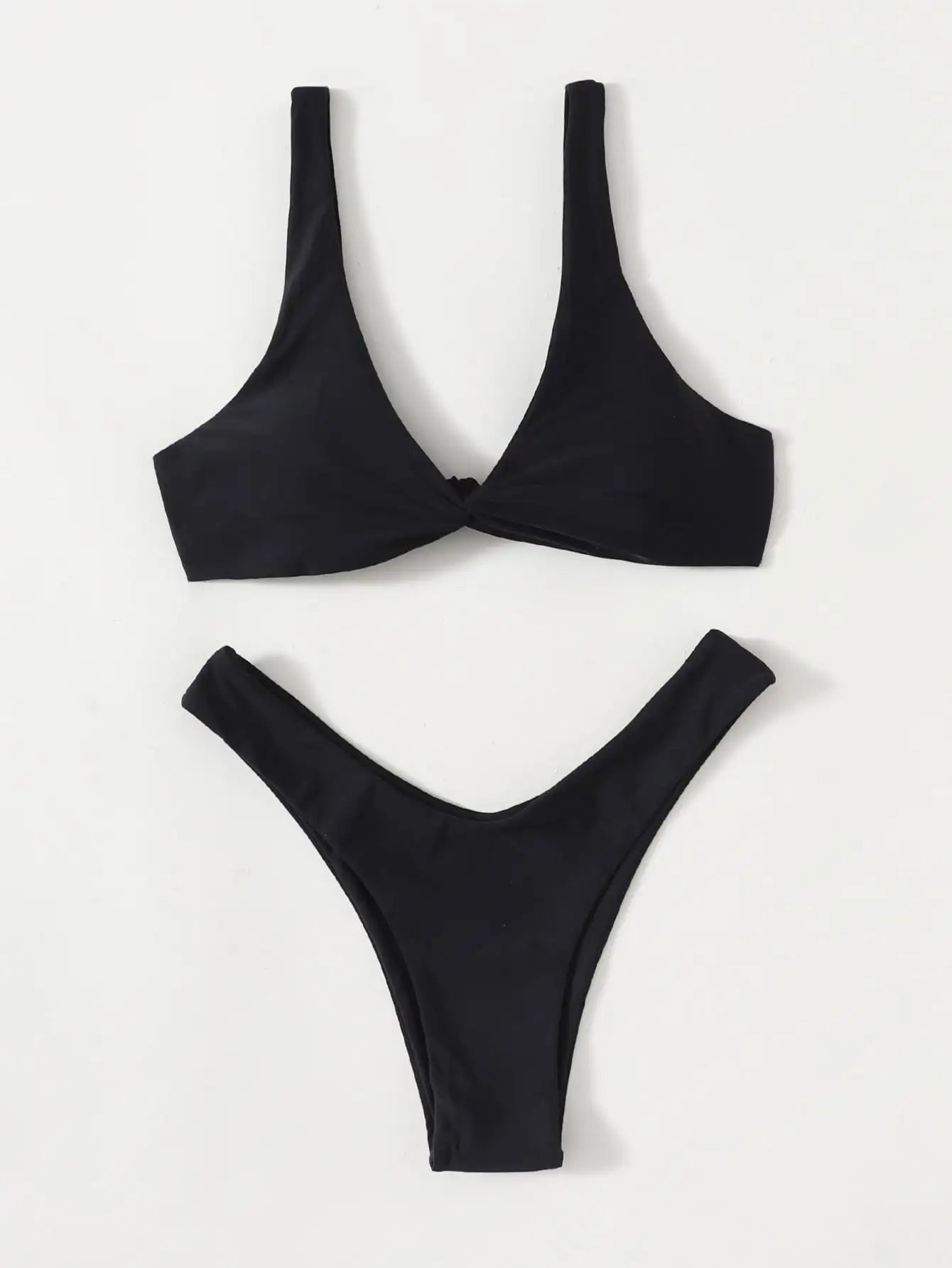 Solid Tie Push-Up Bikini Set – Brazilian Style Swimwear