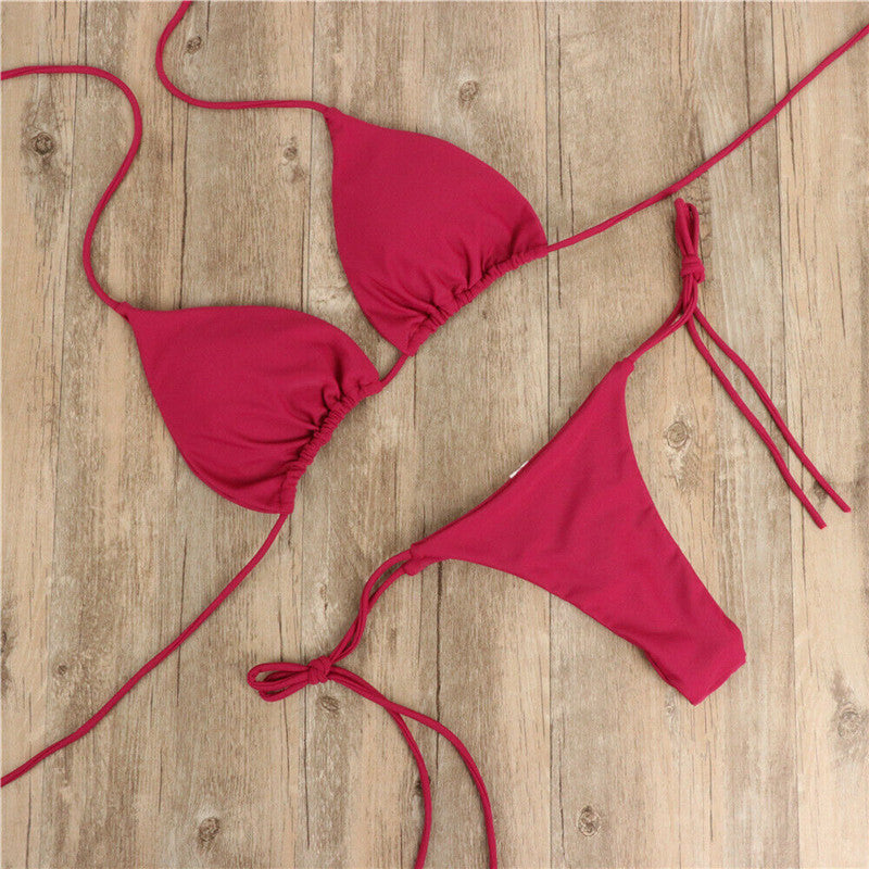 Sexy Push-Up Bikini Set – Women’s Solid Swimwear