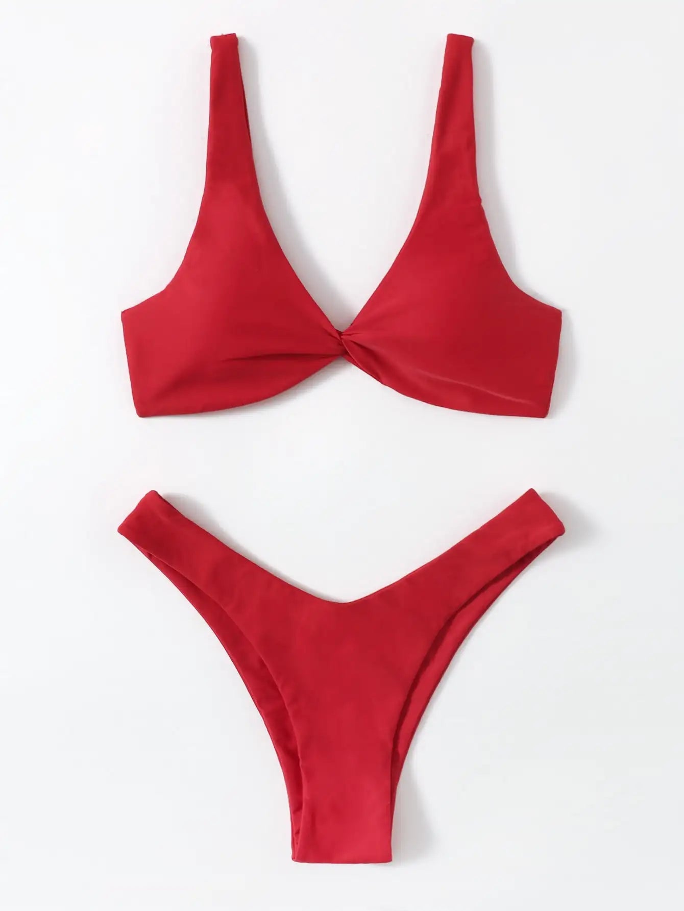 Solid Tie Push-Up Bikini Set – Brazilian Style Swimwear