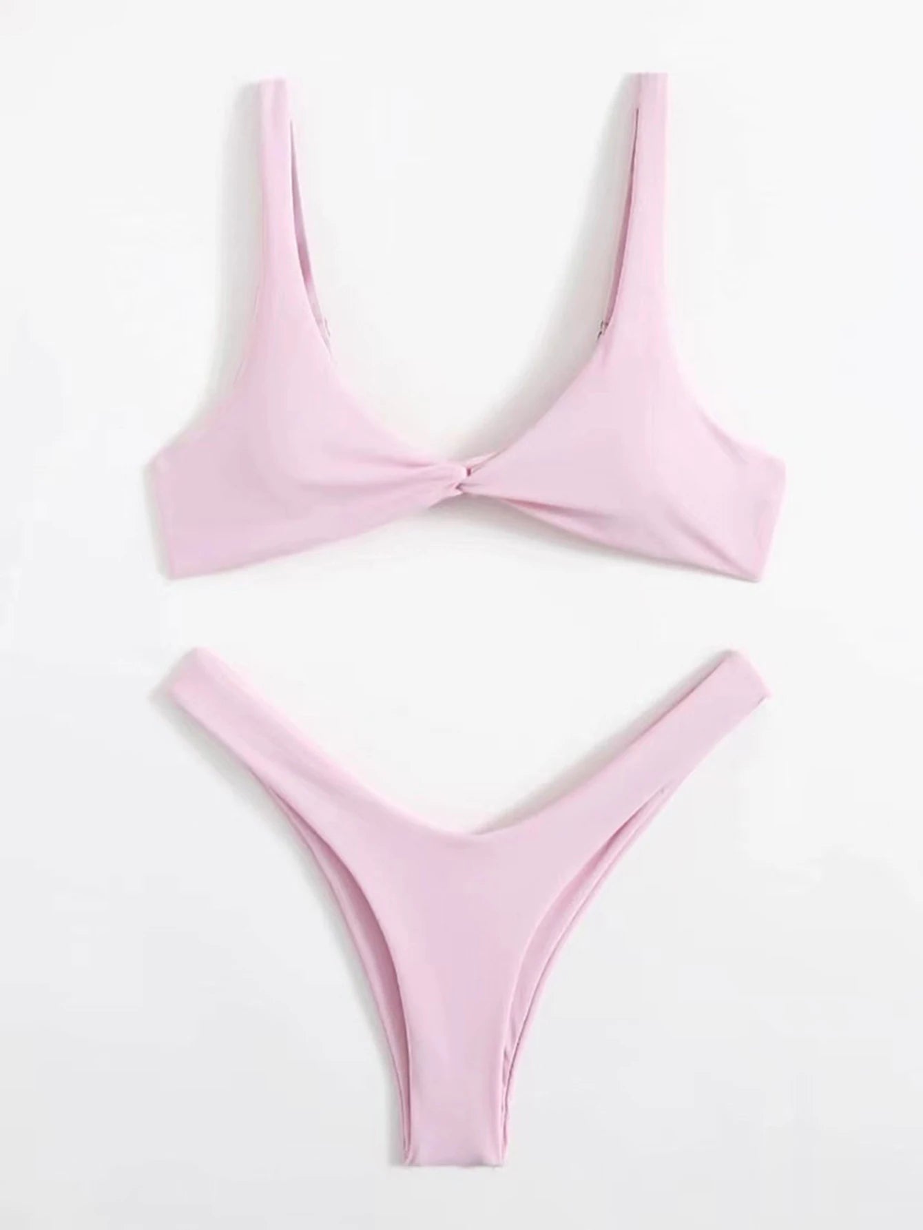 Solid Tie Push-Up Bikini Set – Brazilian Style Swimwear