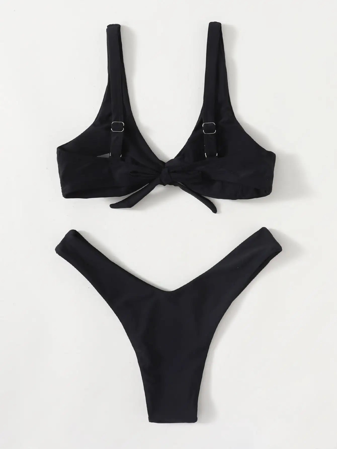 Solid Tie Push-Up Bikini Set – Brazilian Style Swimwear