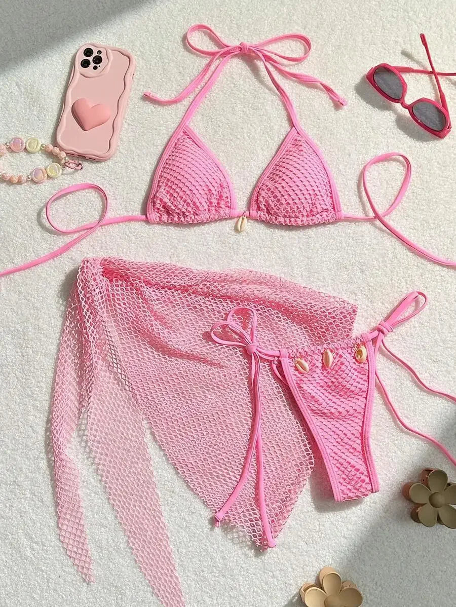 Sexy Three-Piece Bikini Set – Women’s Brazilian Swimwear