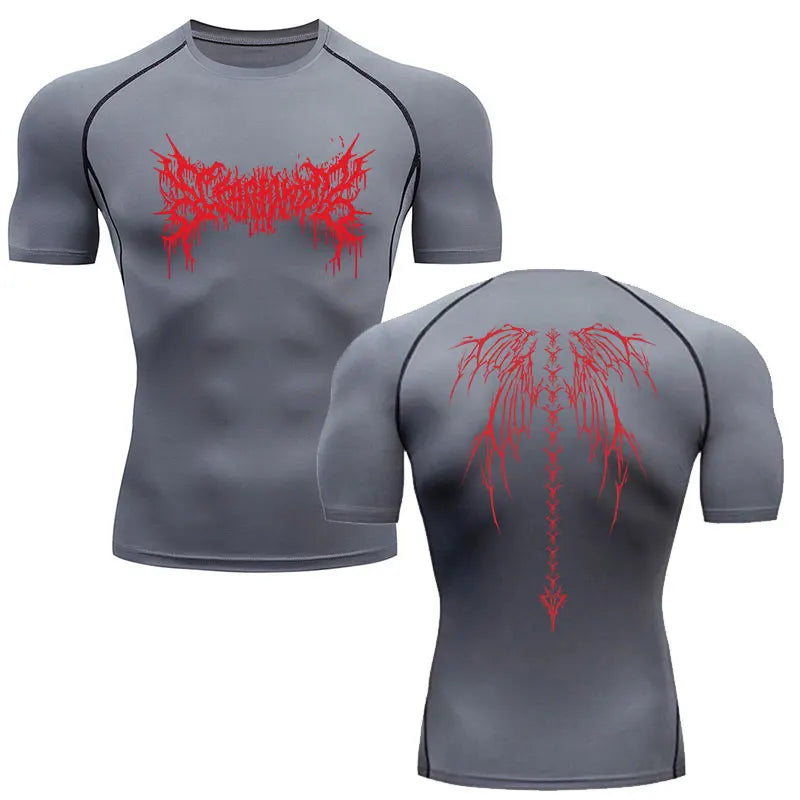 Men’s Compression Shirt – Skeleton Print Quick-Dry Fitness Tee