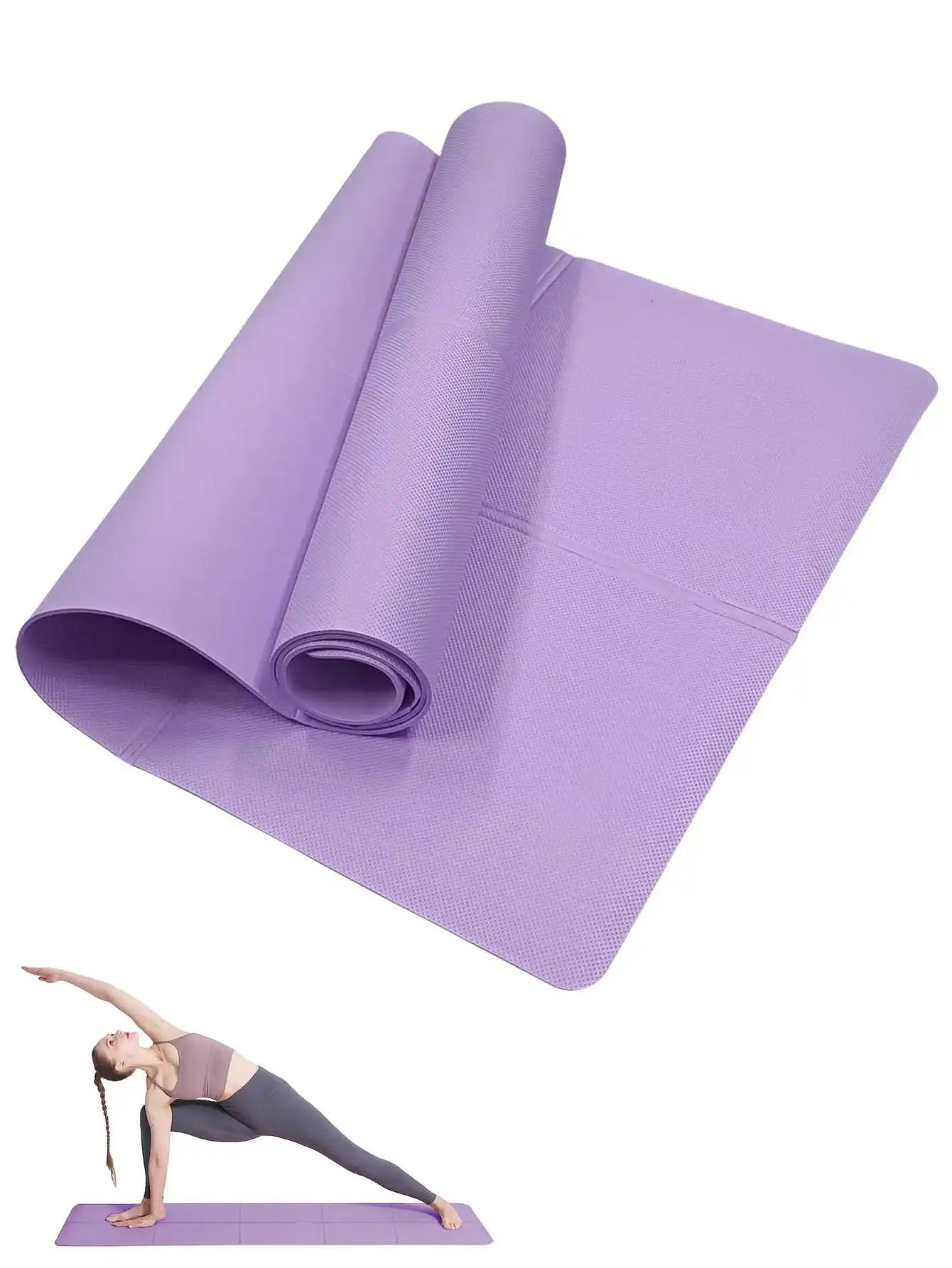Non-Slip Yoga Pilates Mat – Thick Solid Color Multi-Function Fitness Mat for Home Gym