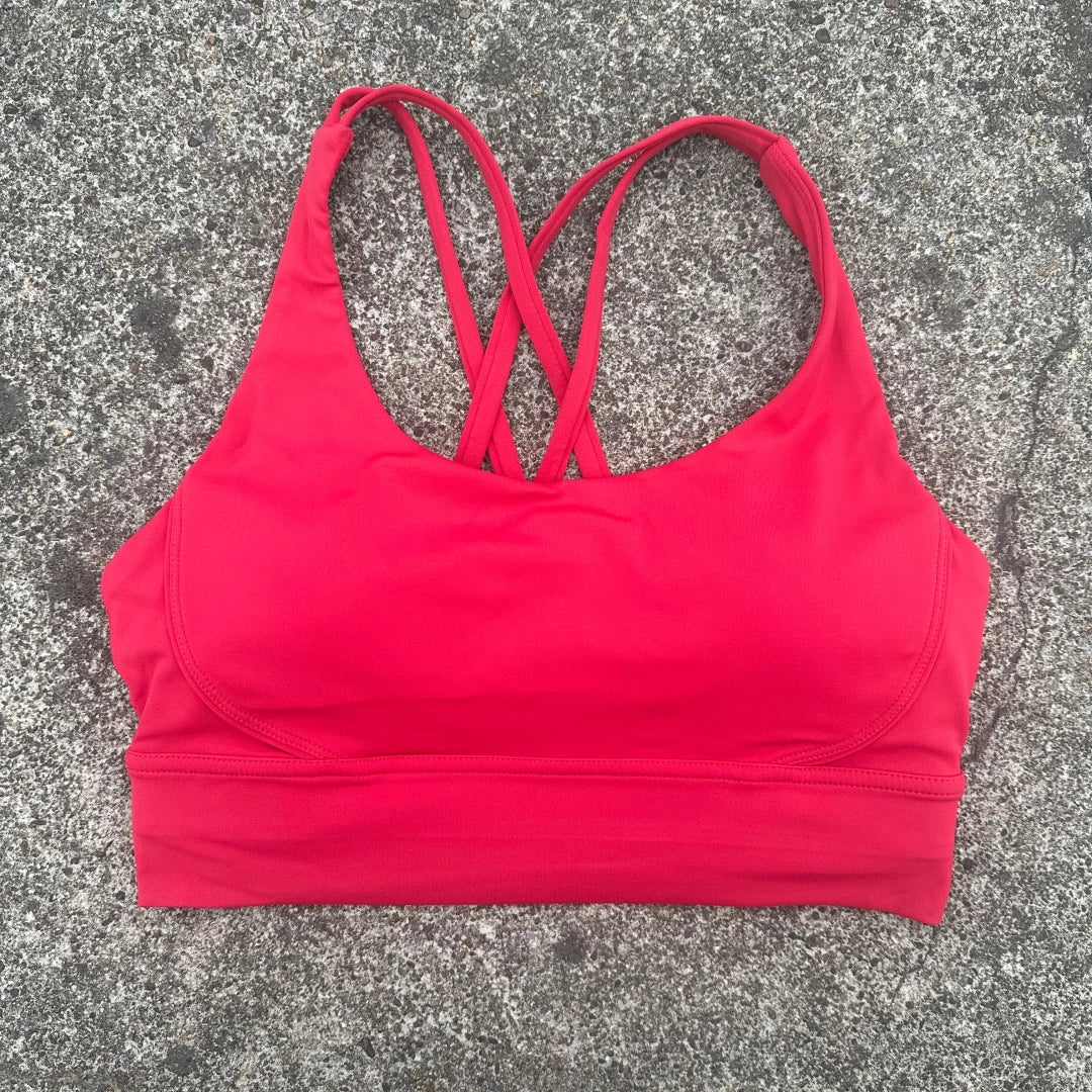 Solid Color Soft Cross Back Women’s Fitness Bra – High-Strength Shockproof Sports Top
