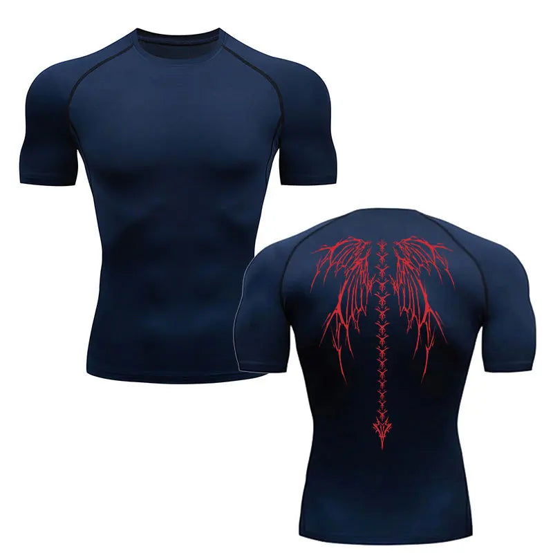 Men’s Compression Shirt – Skeleton Print Quick-Dry Fitness Tee