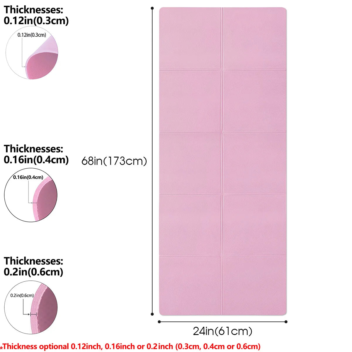 Non-Slip Yoga Pilates Mat – Thick Solid Color Multi-Function Fitness Mat for Home Gym