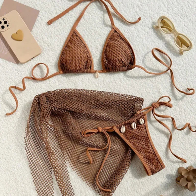 Sexy Three-Piece Bikini Set – Women’s Brazilian Swimwear