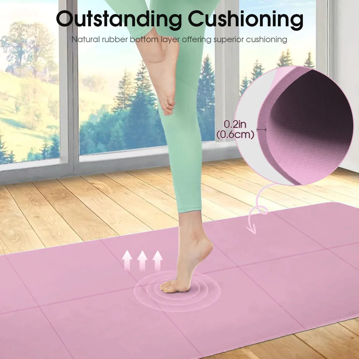 Non-Slip Yoga Pilates Mat – Thick Solid Color Multi-Function Fitness Mat for Home Gym