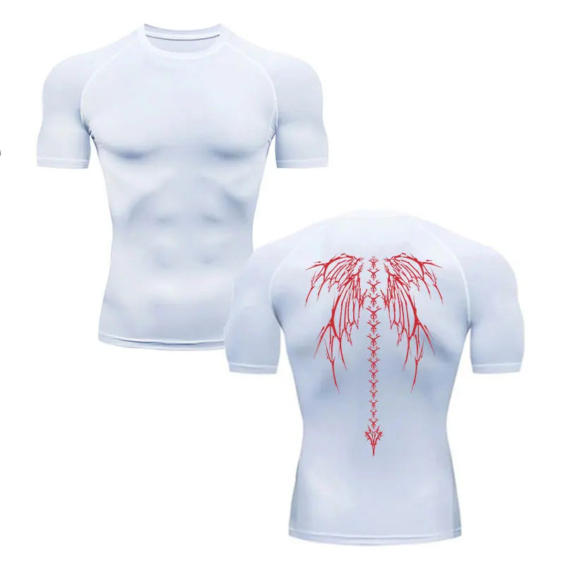 Men’s Compression Shirt – Skeleton Print Quick-Dry Fitness Tee