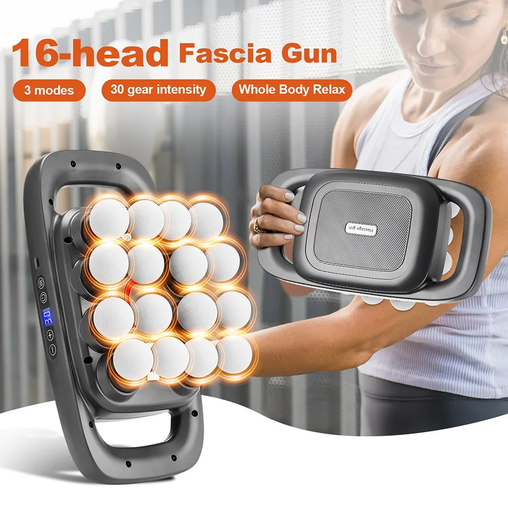 16-Head Fascia Gun – High-Frequency Vibration Body & Muscle Massager