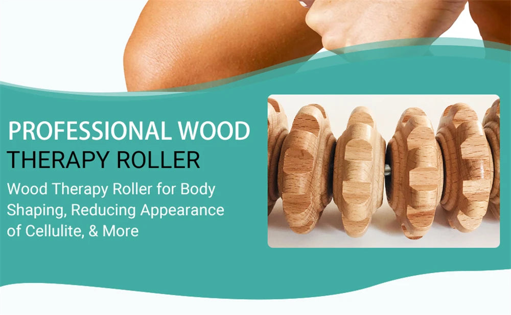 Natural Curved Wooden Massage Multi-Functional Body Roller for Cellulite Reduction & Muscle Tension