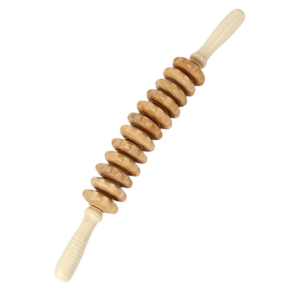 Natural Curved Wooden Massage Multi-Functional Body Roller for Cellulite Reduction & Muscle Tension
