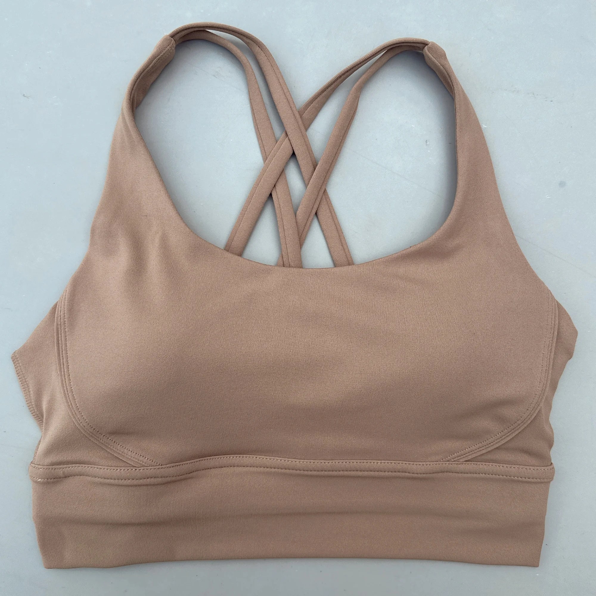 Solid Color Soft Cross Back Women’s Fitness Bra – High-Strength Shockproof Sports Top