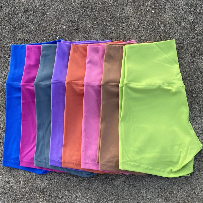 High Waist Yoga Shorts for Women – Stretchy Tummy Control Gym & Running Workout Shorts