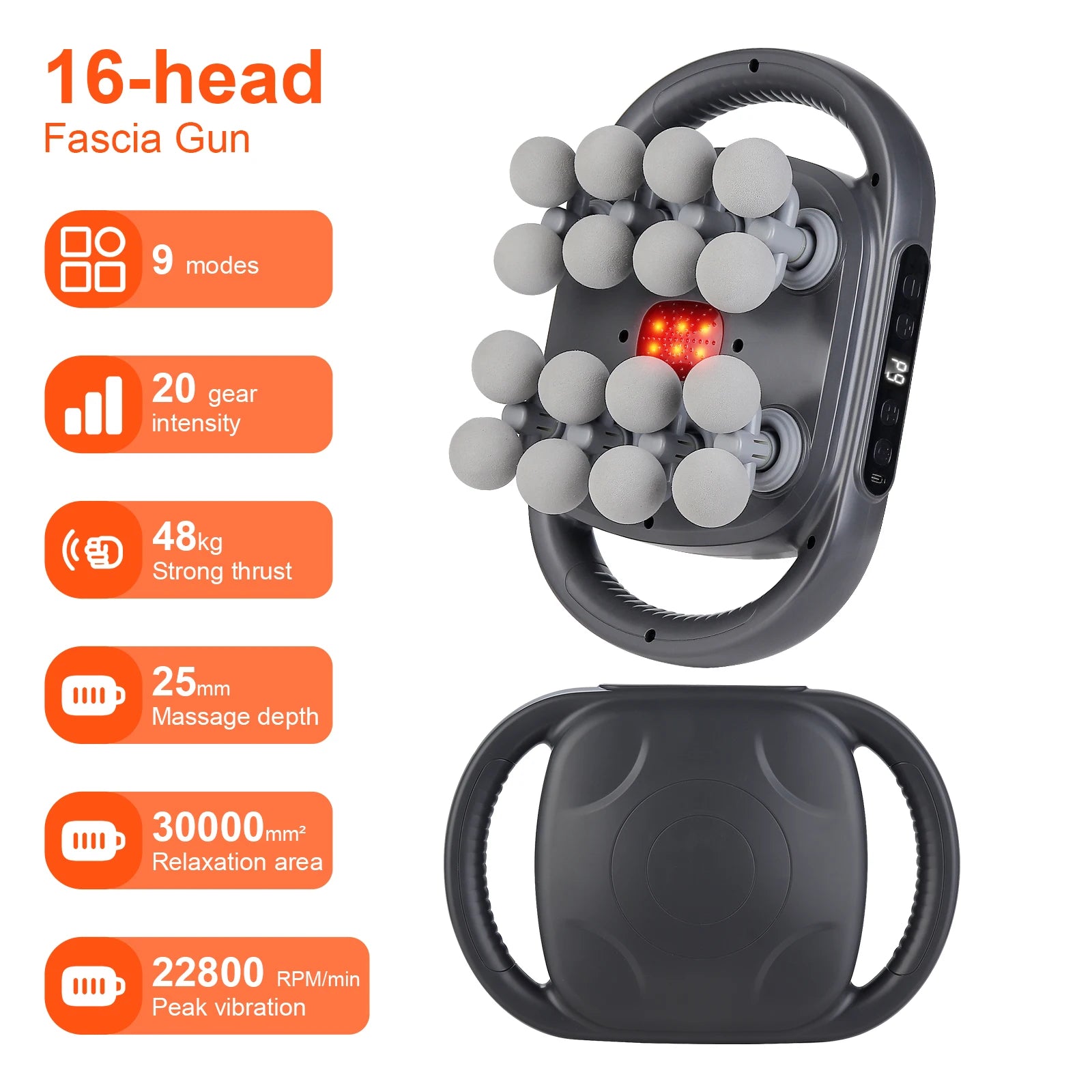 16-Head Fascia Gun – High-Frequency Vibration Body & Muscle Massager