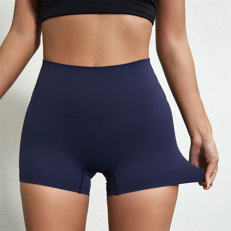 High Waist Yoga Shorts for Women – Stretchy Tummy Control Gym & Running Workout Shorts