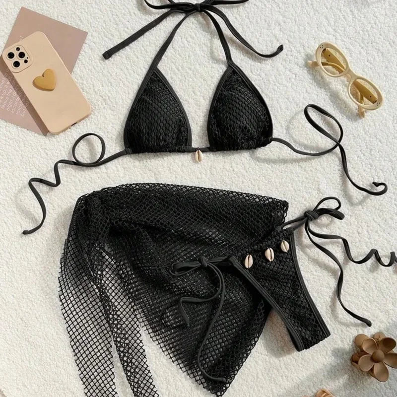 Sexy Three-Piece Bikini Set – Women’s Brazilian Swimwear