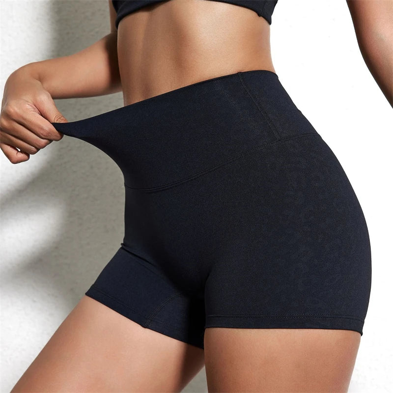 High Waist Yoga Shorts for Women – Stretchy Tummy Control Gym & Running Workout Shorts