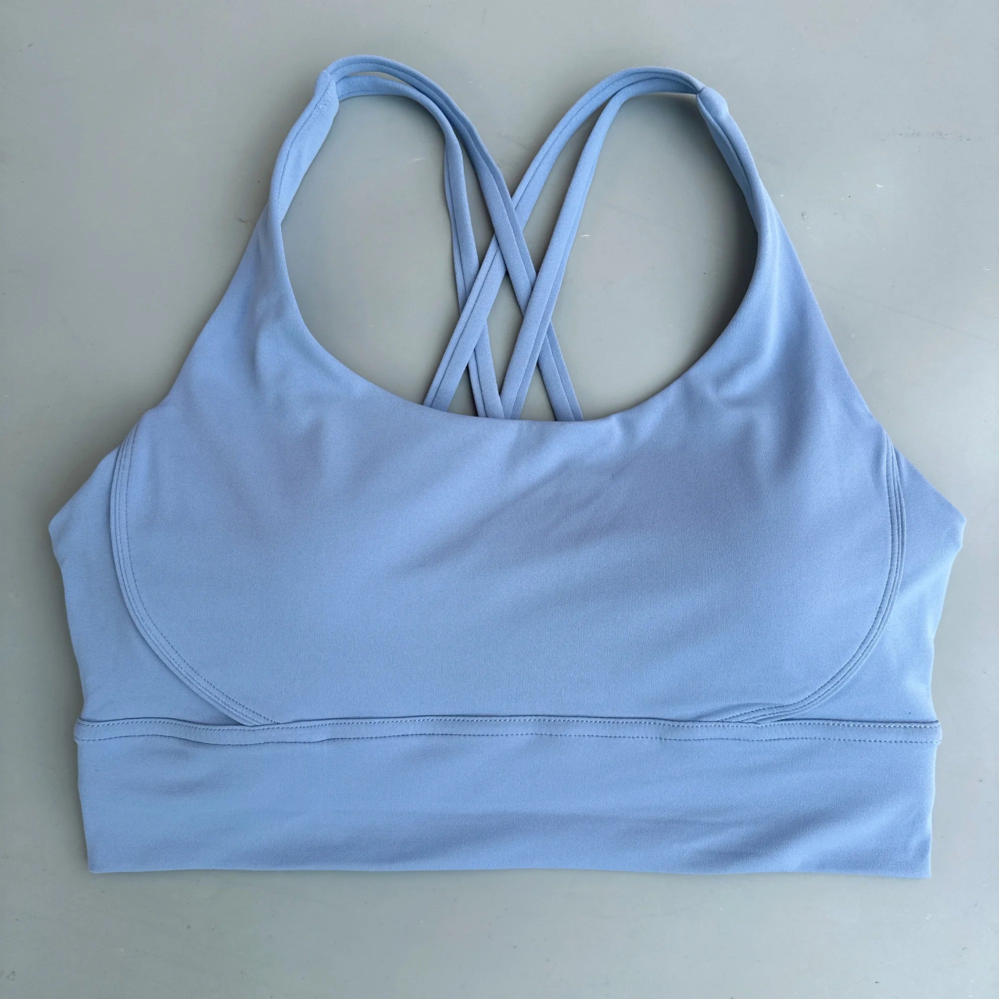 Solid Color Soft Cross Back Women’s Fitness Bra – High-Strength Shockproof Sports Top
