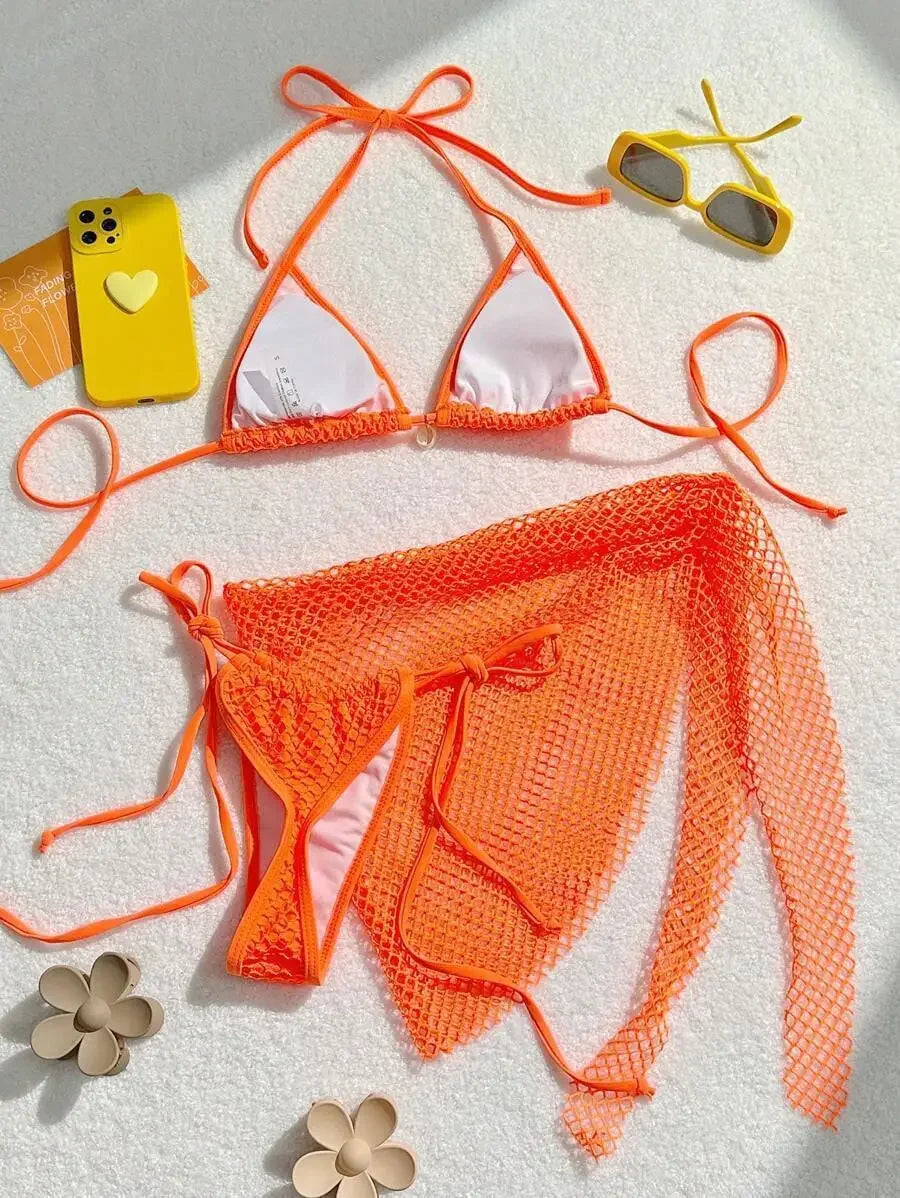 Sexy Three-Piece Bikini Set – Women’s Brazilian Swimwear
