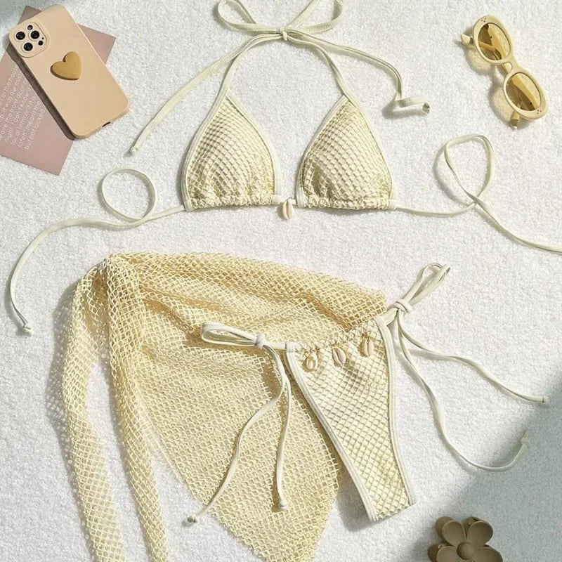 Sexy Three-Piece Bikini Set – Women’s Brazilian Swimwear