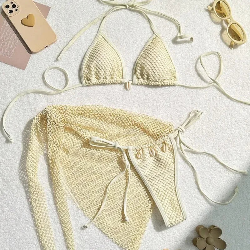 Sexy Three-Piece Bikini Set – Women’s Brazilian Swimwear