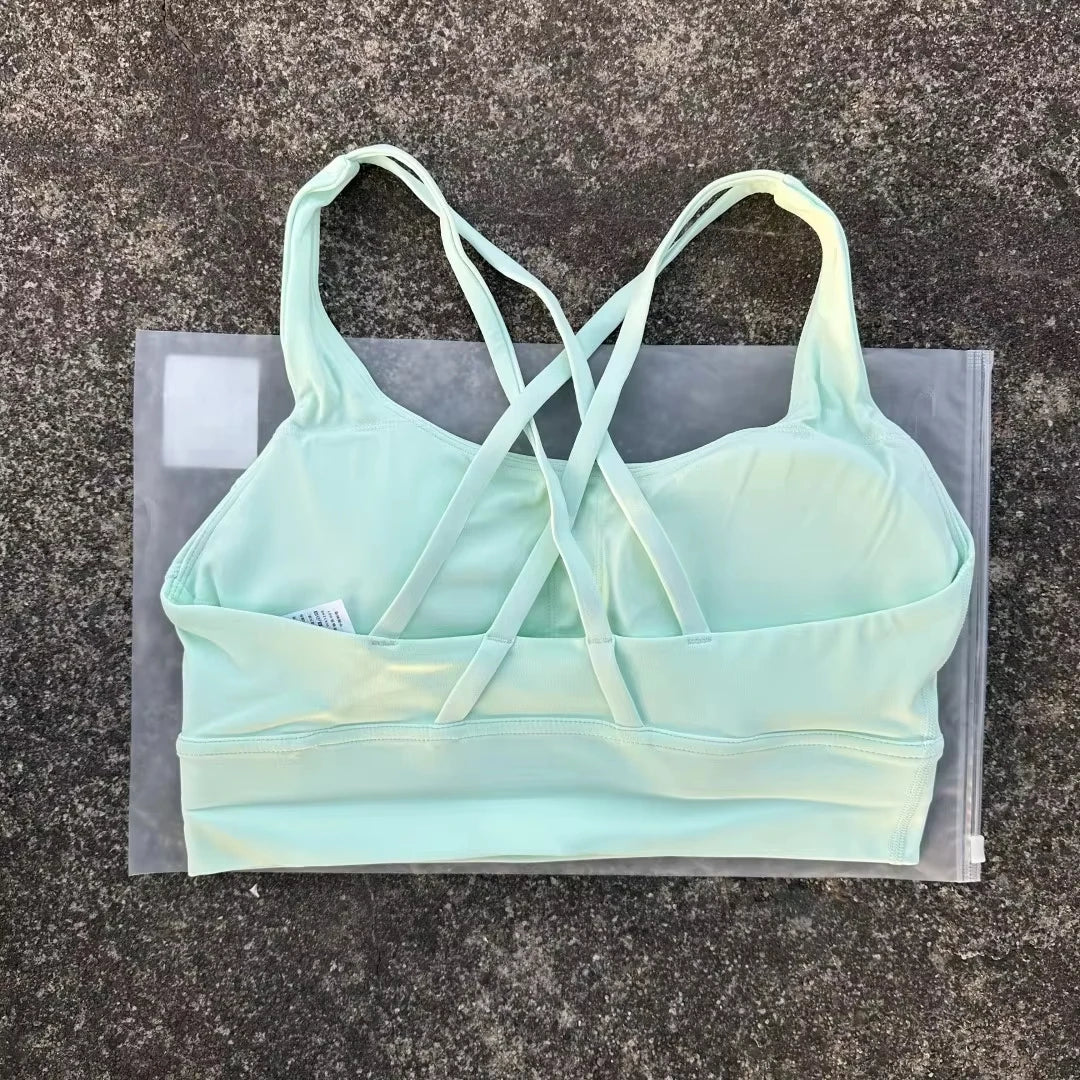Solid Color Soft Cross Back Women’s Fitness Bra – High-Strength Shockproof Sports Top