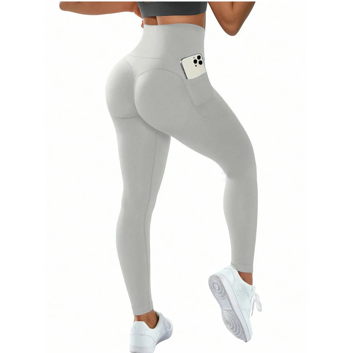 High Waist Yoga Leggings Women Fitness Workout Sport Leggings Sexy Peach Hip Pants  Stretch Double Side Pocket Tight Leggings