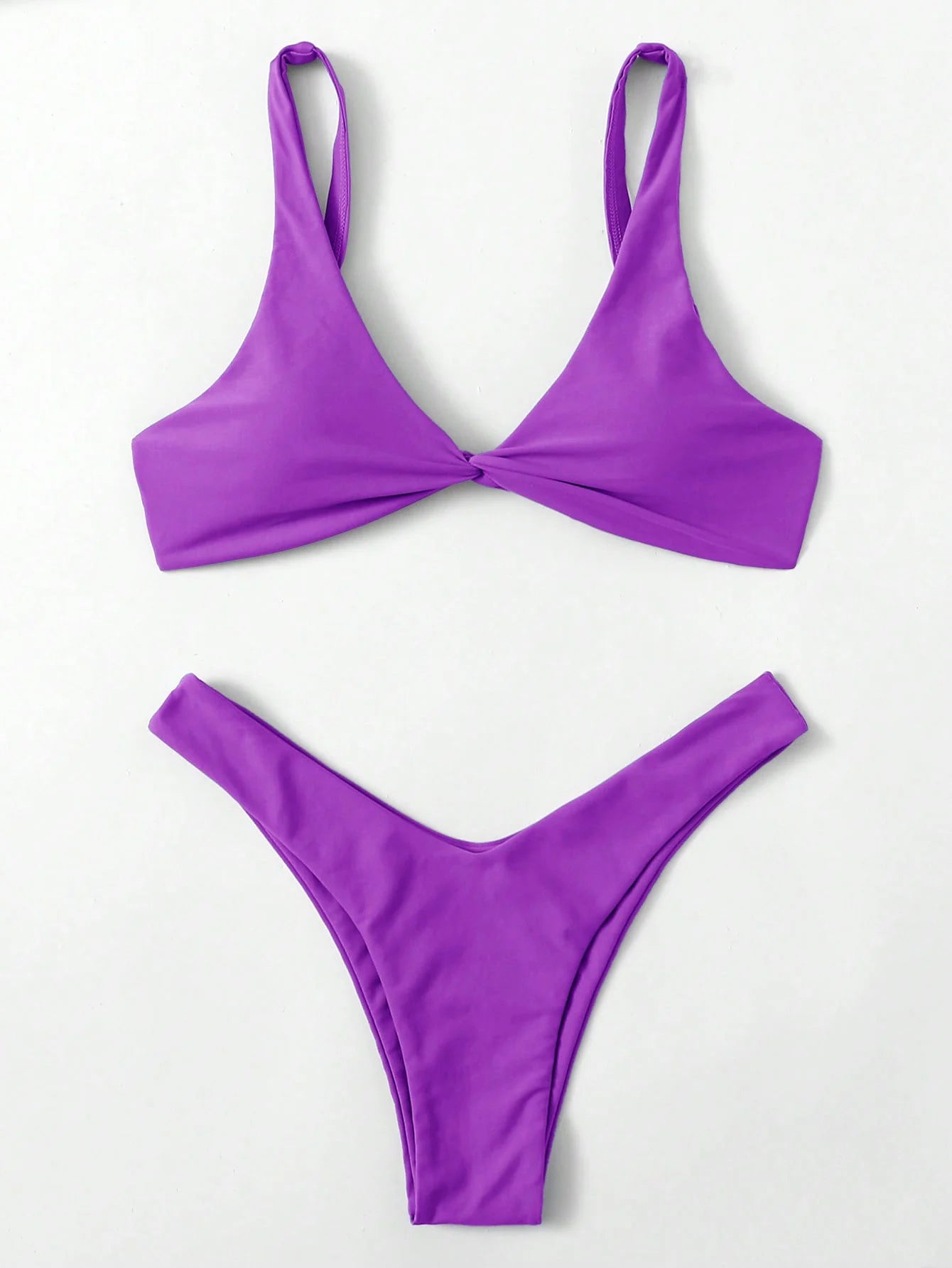 Solid Tie Push-Up Bikini Set – Brazilian Style Swimwear