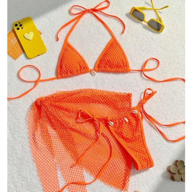 Sexy Three-Piece Bikini Set – Women’s Brazilian Swimwear