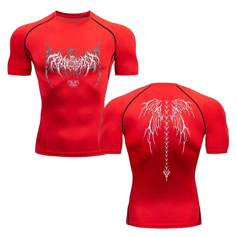 Men’s Compression Shirt – Skeleton Print Quick-Dry Fitness Tee