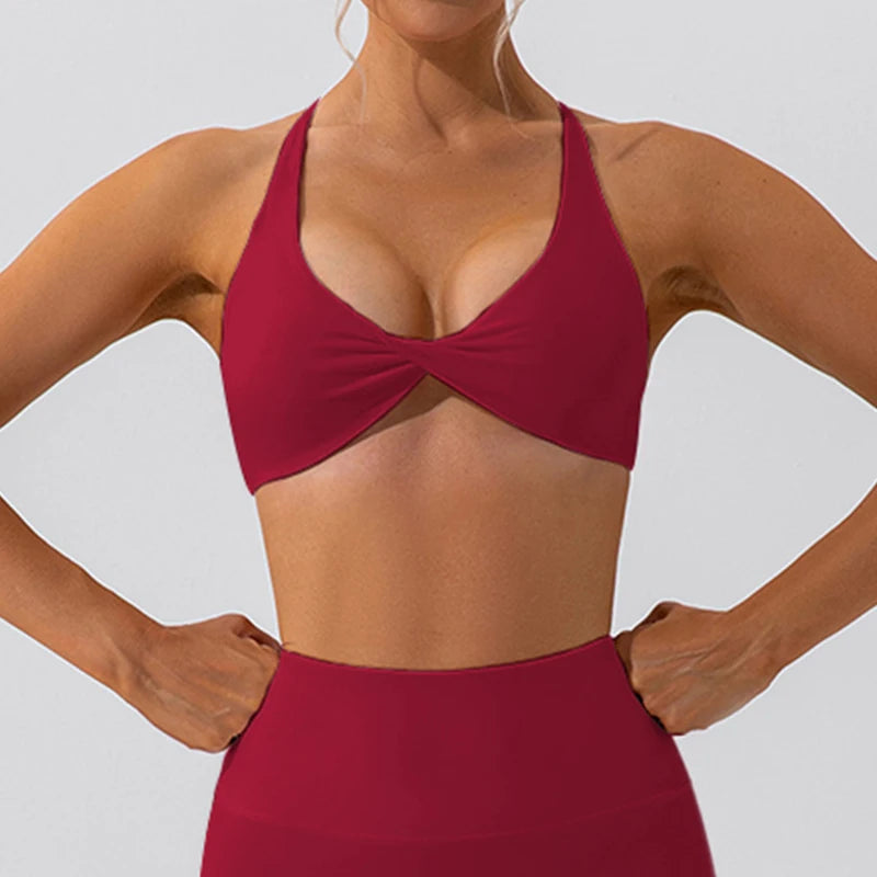 Sexy Gym Top Women Crease Sports Bra Running Back Cross Yoga Bra Breathable Sports Underwear Women Fitness Workout Top Women