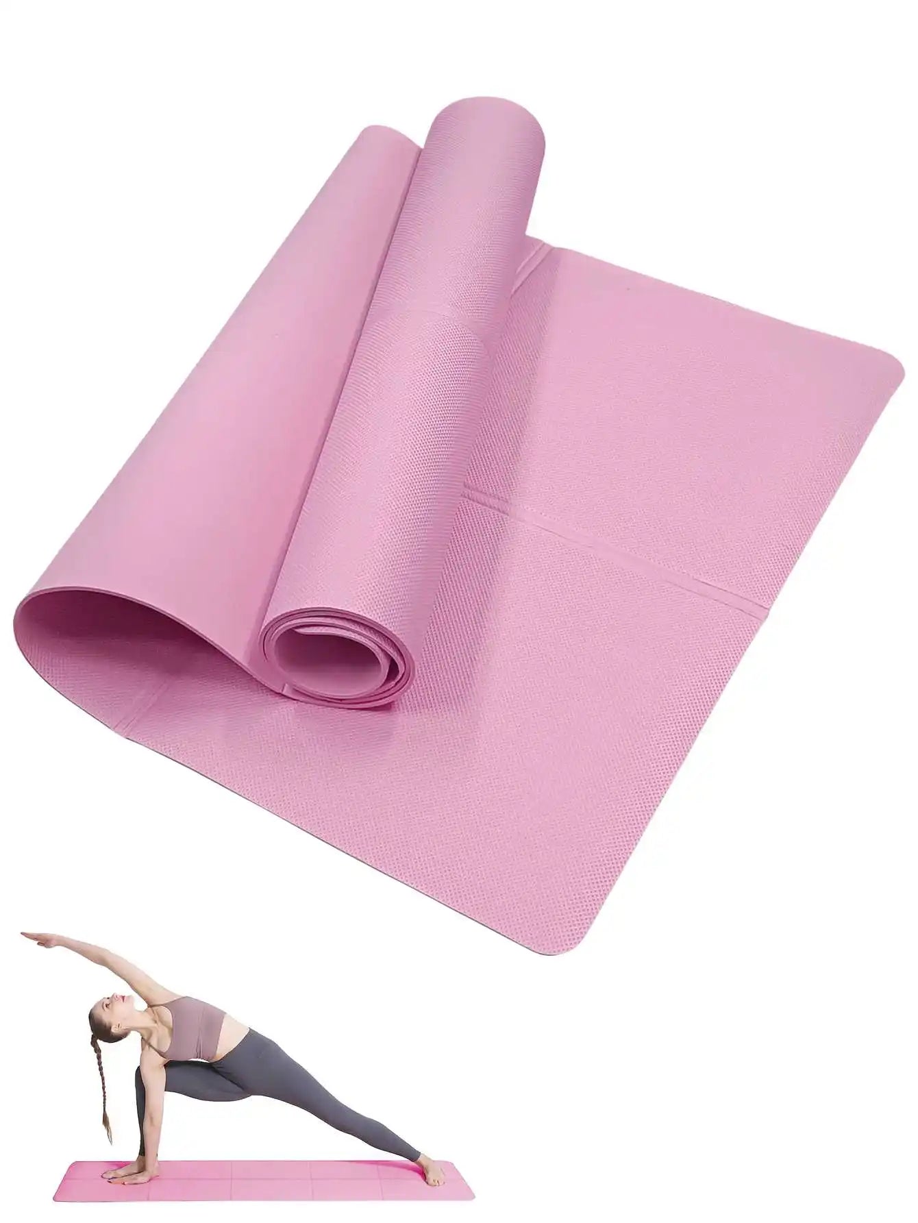 Non-Slip Yoga Pilates Mat – Thick Solid Color Multi-Function Fitness Mat for Home Gym
