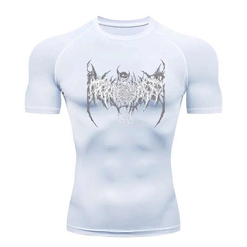 Men’s Compression Shirt – Skeleton Print Quick-Dry Fitness Tee