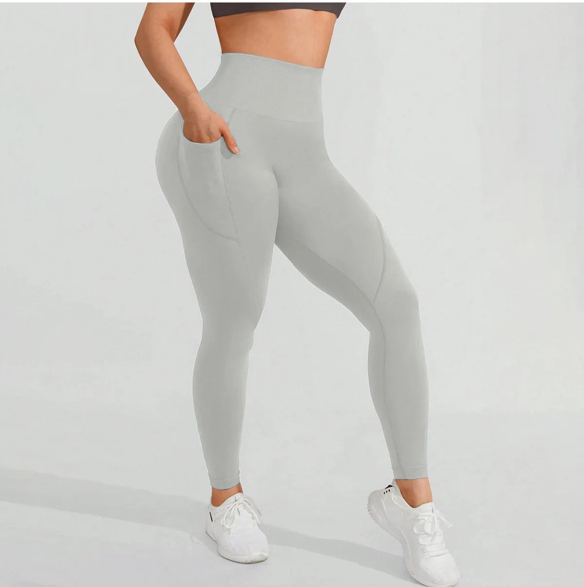 High Waist Yoga Leggings Women Fitness Workout Sport Leggings Sexy Peach Hip Pants  Stretch Double Side Pocket Tight Leggings