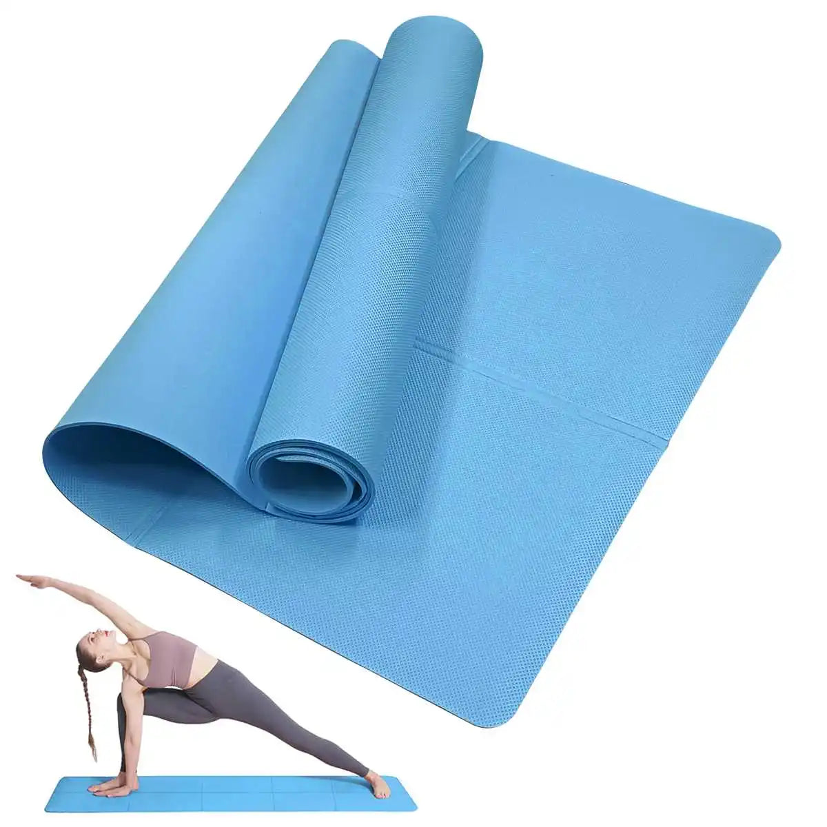 Non-Slip Yoga Pilates Mat – Thick Solid Color Multi-Function Fitness Mat for Home Gym