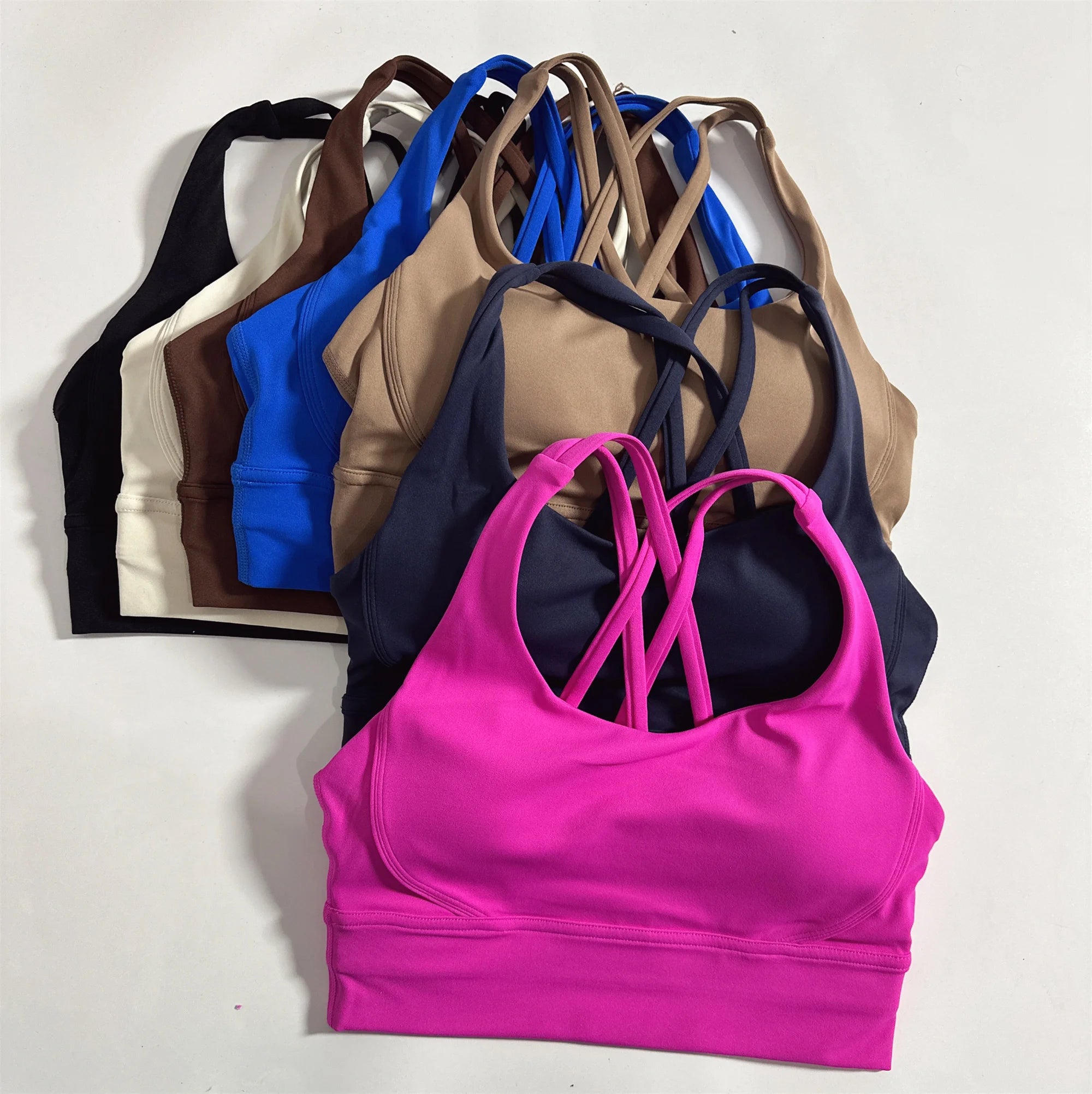 Solid Color Soft Cross Back Women’s Fitness Bra – High-Strength Shockproof Sports Top