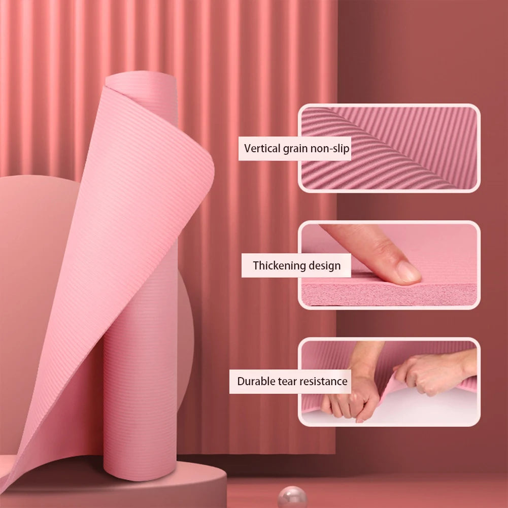 Non-Slip Yoga Mat – Thick Solid Color Multi-Function Fitness Mat for Home Gym